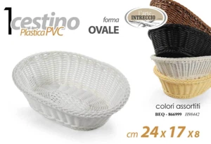 CESTINO PORTA PANE CESTA OVALE TAVOLA STILE VIMINI PUB PIZZERIA CASA PVC 24*17*8 - Foto 1 di 3
