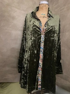 Dor Dor Couture ART-to-WEAR Anthro Crushed Velvet Hi-Lo Hem Tunika Top Damen L - Bild 1 von 12