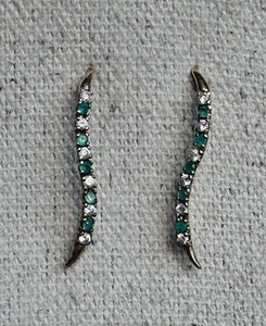 Pendientes Escaladores Oro Amarillo 585/14K Esmeralda/Blanco Circonita Circonita cúbica 1,4 gr - Imagen 1 de 12