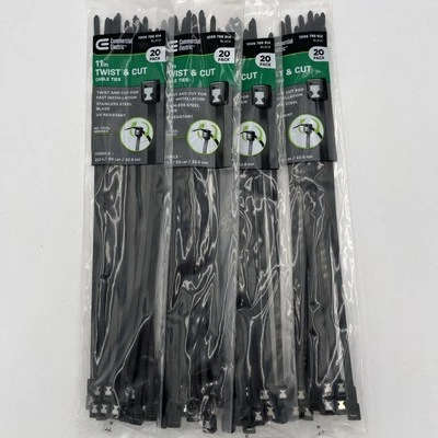 НОВЫЙ!! 80 коммерческих электрических кабельных завязок на молнии 11 дюймов Twist & Cut 50 фунтов - (4) 20 упаковок - Изображение 1 из 4