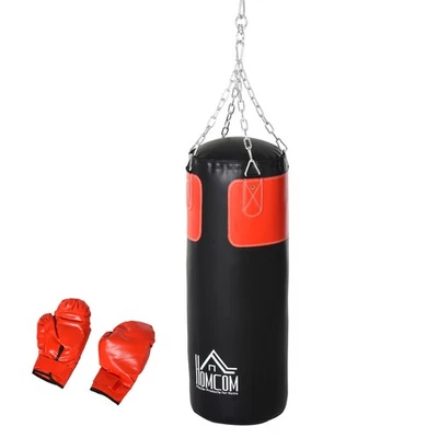 Box-Set Boxsack Hanging Boxing Heavy Bag mit Boxhandschuhe 16 KG Schwarz+Rot - Bild 1 von 4