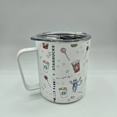 Starbucks X Roller Rabbit 12oz Stainless Steel Mug Cup Holiday Monkeys NEW - Image 1 of 3