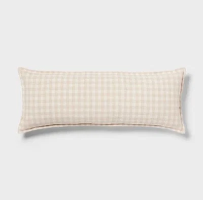 Trad Gingham OS Oblong Dec Pillow Khaki/Ivory - Threshold New Studio McGee - Image 1 of 3