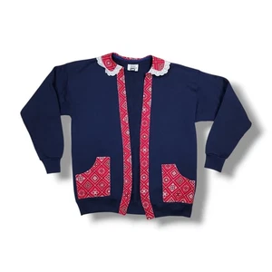 Vintage Lee Heavy Weight Navy Sweatshirt Cardigan Modified Women's XL - Picture 1 of 8