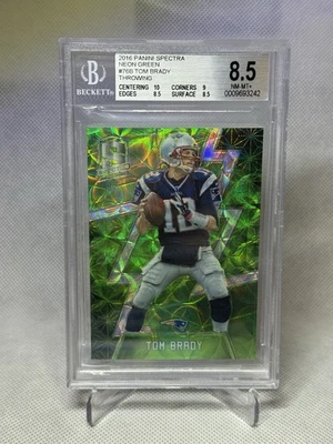 2016 Panini Spectra Tom Brady Neon Green /25 Patriots BGS 8.5 - Image 1 of 2