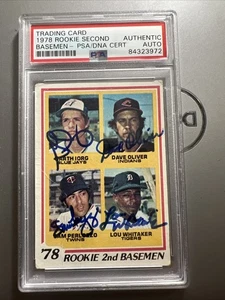 1978 Topps #704 Lou Whitaker Autograph Rookie w Iorg, Oliver, Perlozzo PSA Auth - Picture 1 of 6