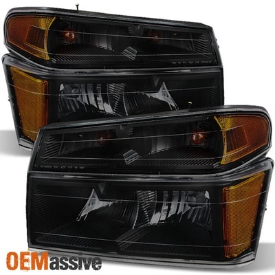 Faros ahumados Fit 04-12 Colorado/Canyon negros + luces de estacionamiento de repuesto Foto 1 de 4