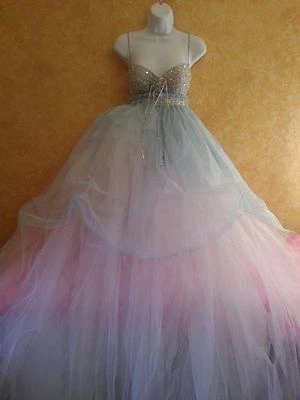 Cenicienta Azul Ángel Diosa Babydoll Tul Tutú Imperio Novia Boda Vestido de Baile Foto 1 de 4
