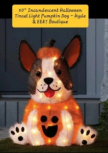 20" Incandescent Halloween Tinsel Light Pumpkin Dog - Hyde & EEK! Boutique - Bild 1 von 2