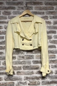 Free People Bennie Cropped Oversized Linen Blazer Sun Yellow Size M - Picture 1 of 2