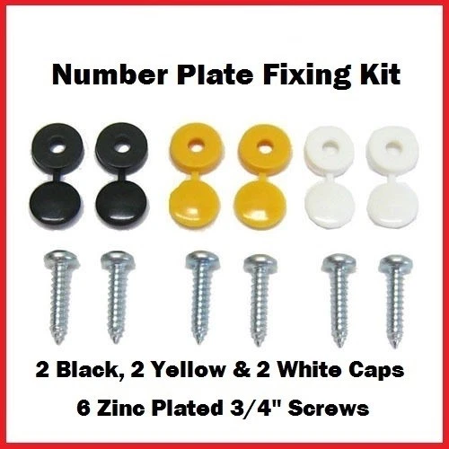 BEK-FIX Number Plate Mounting Kit Fixing Kit 6 Fold over Plastic Caps & 6 Screws - Image 1 of 1