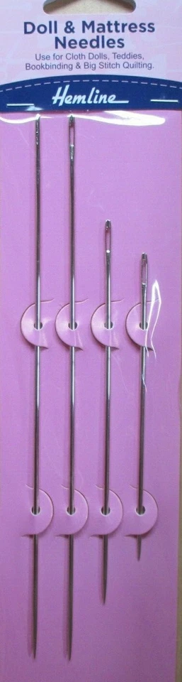 Saum - Handnähnadeln, Puppe/Matratze, großes Auge, verschiedene Größen x 4 - Bild 1 von 1