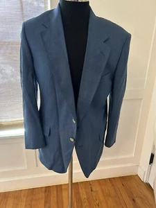 Vtg Stafford 42 Teal Blue Jacket Gold Button Sports Coat 100% Silk Blend Blazer - Picture 1 of 8