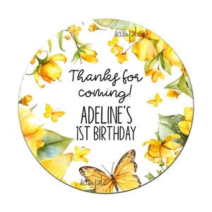 Daffodil Butterfly Personalized Stickers birthday party favors - Picture 1 of 2