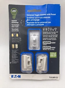 Eaton Universal 1-pole/3-way LED Toggle Light Dimmer-White/Light Almond/Ivory - Picture 1 of 8
