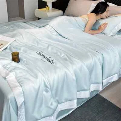 Quilted Summer Quilt Soft Skin Friendly Embroidered Blanket Washed Silk Quilt - Image 1 of 4