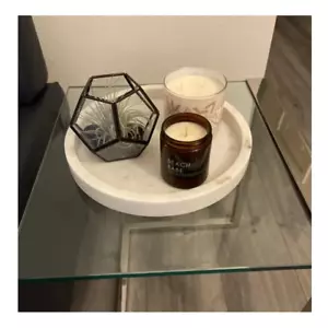 White Marble Home Decor Tray - Stunning 8-inch Serving Platter,round marble tray - Picture 1 of 3