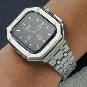 Stainless Steel Strap Case AP Mod Kit for Apple Watch 10 46mm Metal Strap Cover - Picture 1 of 22