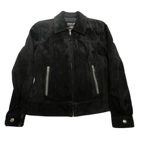 Style & Co Women's SMALL Long Sleeve Full Zip Deep Black Suede Jacket - Picture 1 of 21