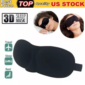 3D Eye Mask Soft Padded Shade Cover Sleep Travel For Men Women Sleeping Black US - Picture 1 of 4