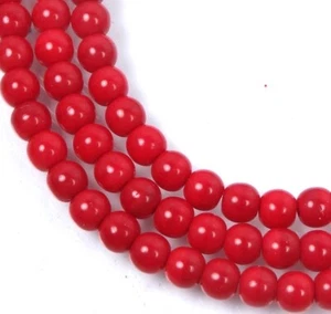 50 Czech Glass Round Beads - Opaque Red 4mm - Picture 1 of 2