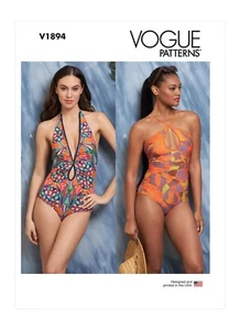 Vogue R11481 Keyhole Swimsuit Halter One-piece Swimsuit Pattern Miss, Plus 18-26 - Picture 1 of 8