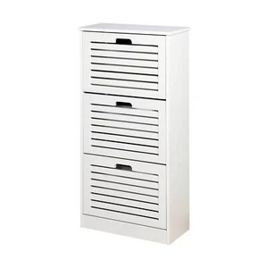2025/Wooden Shoe Cabinet Entryway, White Shoe Storage Cabinet 3 Flip Doors - Picture 1 of 11