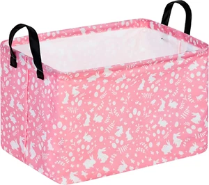Easter Storage Basket for Kids Easter Bunny Storage Bin Collapsible Nursery Hamp - Picture 1 of 12