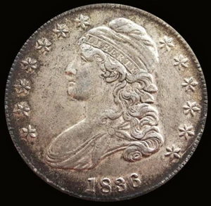 1836 SILVER CAPPED BUST HALF DOLLAR LETTERED EDGE AU OVERTON 101 - Picture 1 of 2