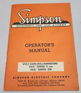 Simpson Operator's Manual Volt-Ohm-Milliammeter Model 260 SERIES 5 & 5M (1966) - Picture 1 of 3