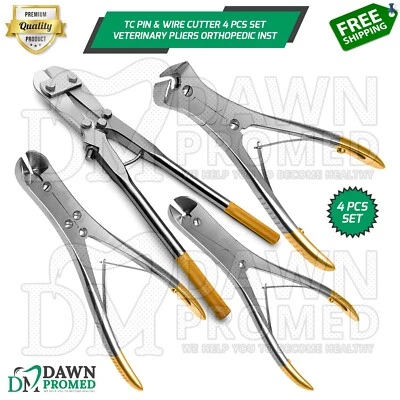 Набор из 4 ветеринарных плоскогубцев TC Pin & Wire Cutter ортопедический инструмент немецкий Gr - Изображение 1 из 4