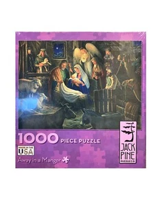 Jack Pine Puzzle Jigsaw Away In A Manger 1000 Pieces 26.625" X 19.25" USA  - Picture 1 of 2