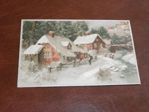 ORIGINAL NOVELTY HOLD TO LIGHT POSTCARD - COTTAGES & BRIDGE. - Picture 1 of 2