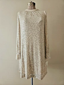 Julia Jordan Mock Neck Stretch Sequin Trapeze Long Sleeve Dress SIZE 6 - Picture 1 of 17