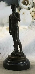 Masterpiece Renaissance of Nude David By Michelangelo Bronze Marble Sculpture NR - Picture 1 of 7