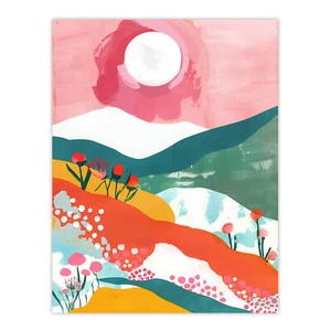 Blumen Berg Rosa Sonnenuntergang Bunt Abstrakt Wandbild Poster Druck - Bild 1 von 26