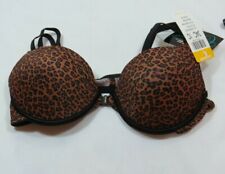 Ladies Brown Leopard Cheetah Print Underwire Padded Bra Size 34C Front Closure 
