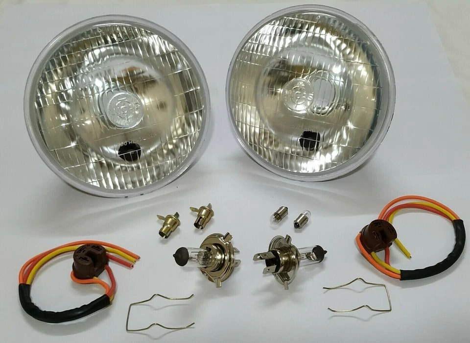 Ford Cortina Mk3 Genuine Lucas 7" Sealed Beam Halogen Conversion Headlight Kit - Image 1 of 4