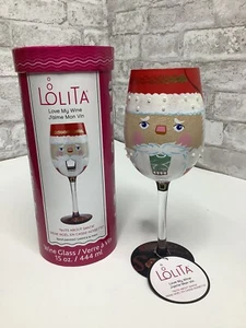 Lolita Pintada a Mano Copa de Vino Nueces Sobre Santa Navidad Nuevo Con Etiquetas Nuevo En Caja 15oz - Imagen 1 de 11