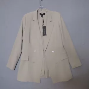 Blazer Rachel Zoe donna piccolo beige oversize contemporaneo minimalista fidanzato - Foto 1 di 11