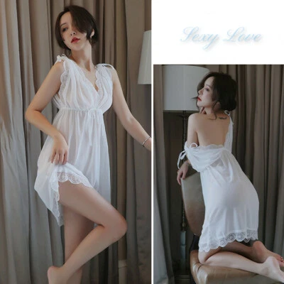 Women Sexy Lingerie Sleepwear Sheer Tulle Nightgown Night Dress Lace Pajamas - Image 1 of 4