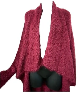 Vintage Paradiso Long S/M Strickjacke Staubtuch Whimsigoth Rock Damen Oversized Weinrot - Bild 1 von 11