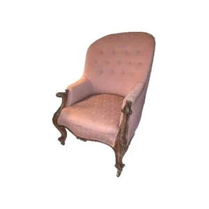 Antique Early Victorian 1850-1860s Rococo Revival Walnut Tub Chair - Picture 1 of 14