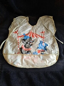 Amazing Vtg 1940s Vinyl Circus Theme Baby Infant Toddler Bib 13"wide, 15" Long. - Picture 1 of 6