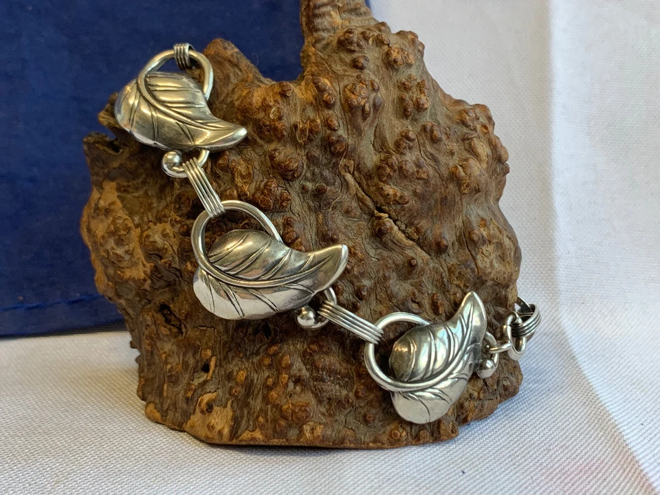 Sterling Silver Danecraft Bracelet 19.82g Fine Jewelry 7.5" Autumn Leaf Link - Image 1 of 4