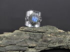 Natural Labradorite Blue Flash 925 Solid Sterling Silver Ring Size Us 7.0