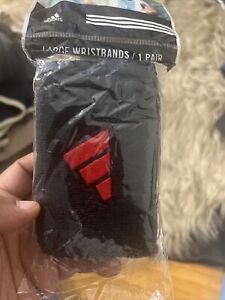 Vtg Adidas Anti Microbial Large Wristbands Blk Red Tennis Squash Pickle ball New