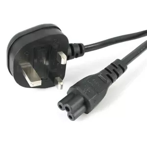 Mains Dell Power Lead UK 3-Pin Plug C5 IEC Clover Leaf Cable For Laptop - Picture 1 of 1