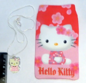 Hello Kitty Necklace with soft pouch to keep necklace in at night! or phone case - Picture 1 of 2