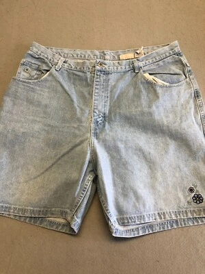 Pantalones Cortos de Jean Faded Glory Para Mujer 22 Azul Claro Denim Bordado Flor Informal Foto 1 de 4